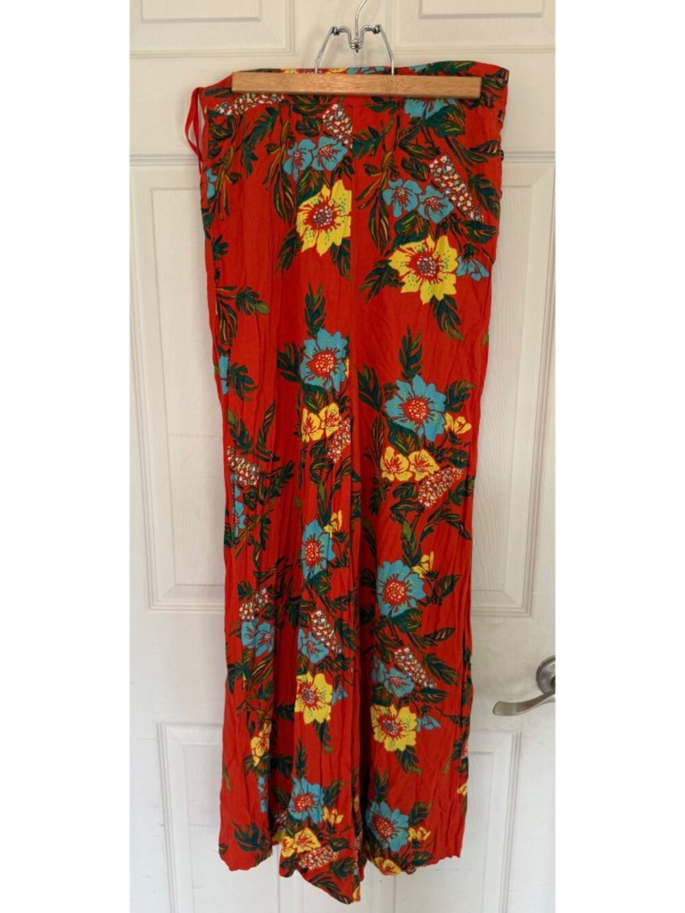 Free people Blue Horizon Orange  Tropical Floral Wide Pants Palazzos Trousers 8 - Picture 2 of 8